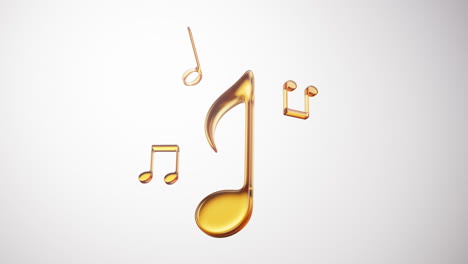 loop animation of golden glass music notes, 3d rendering.