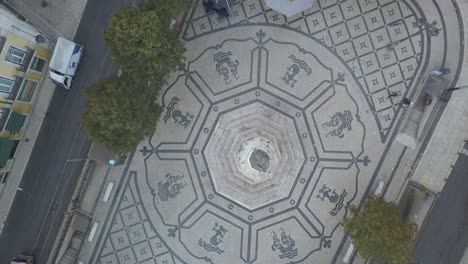Top-drone-view-of-Lisbon-boardwalk---sidewalk---Portugal