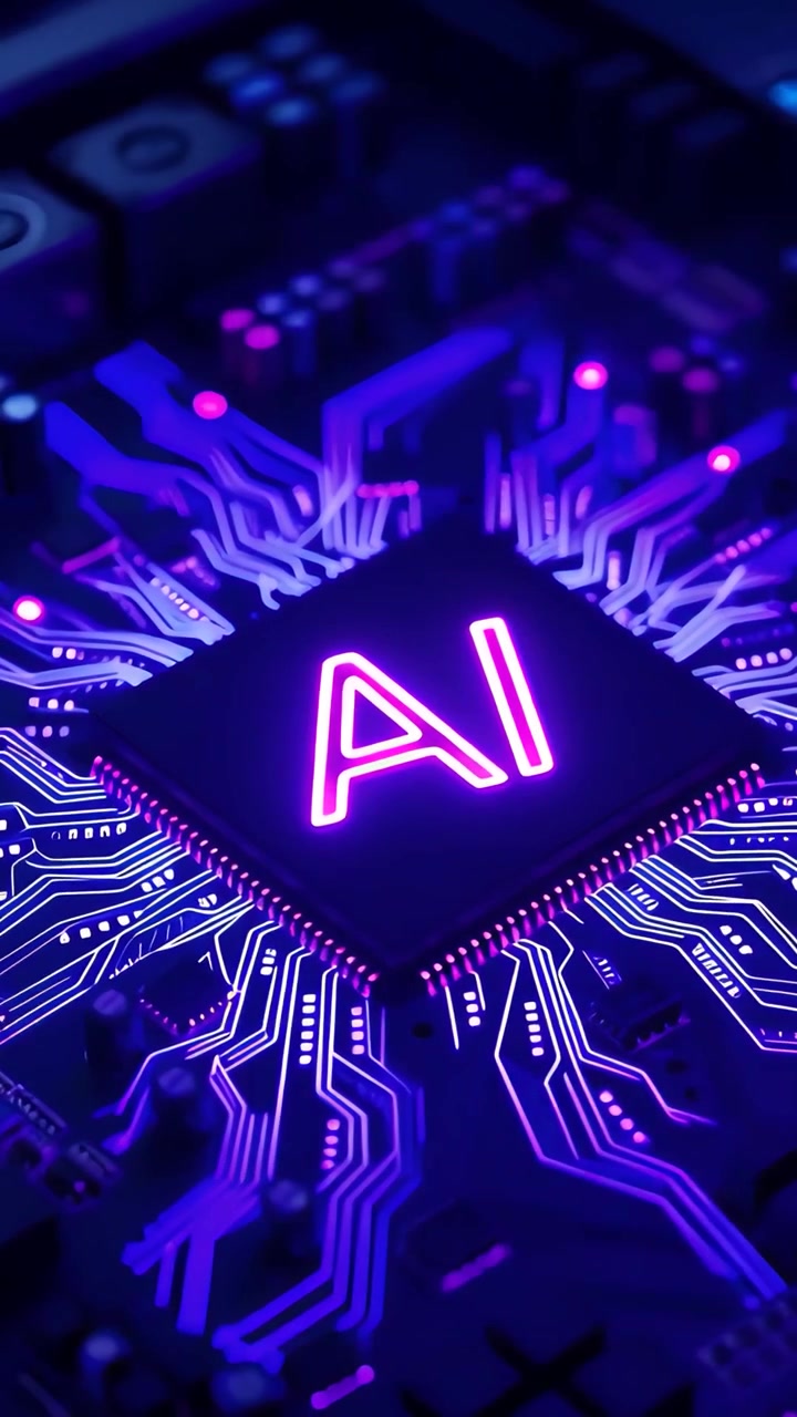 Futuristic AI Chip Motherboard Technology Background 4K