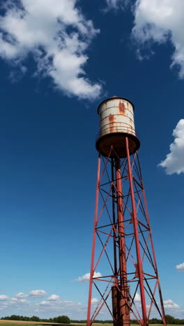 rusty water tower against a blue sky