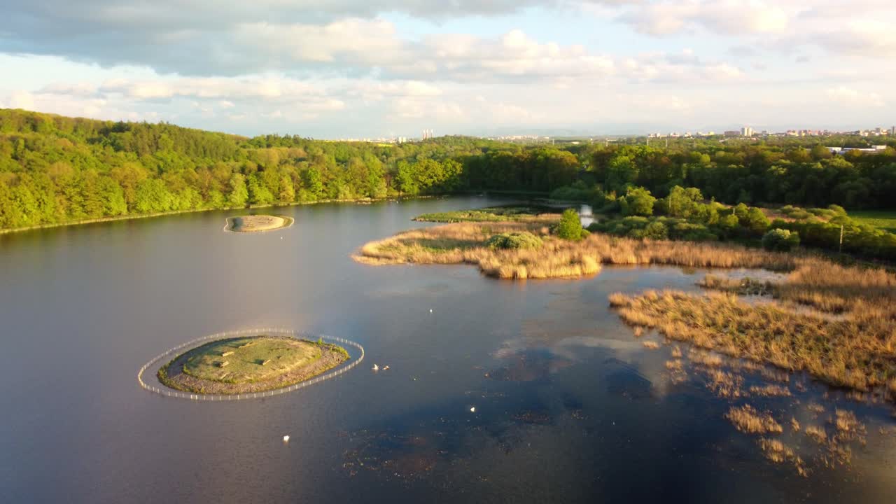 Bird Nature Conservation During Autumn In The Czech Republic. Aerial Drone Shot