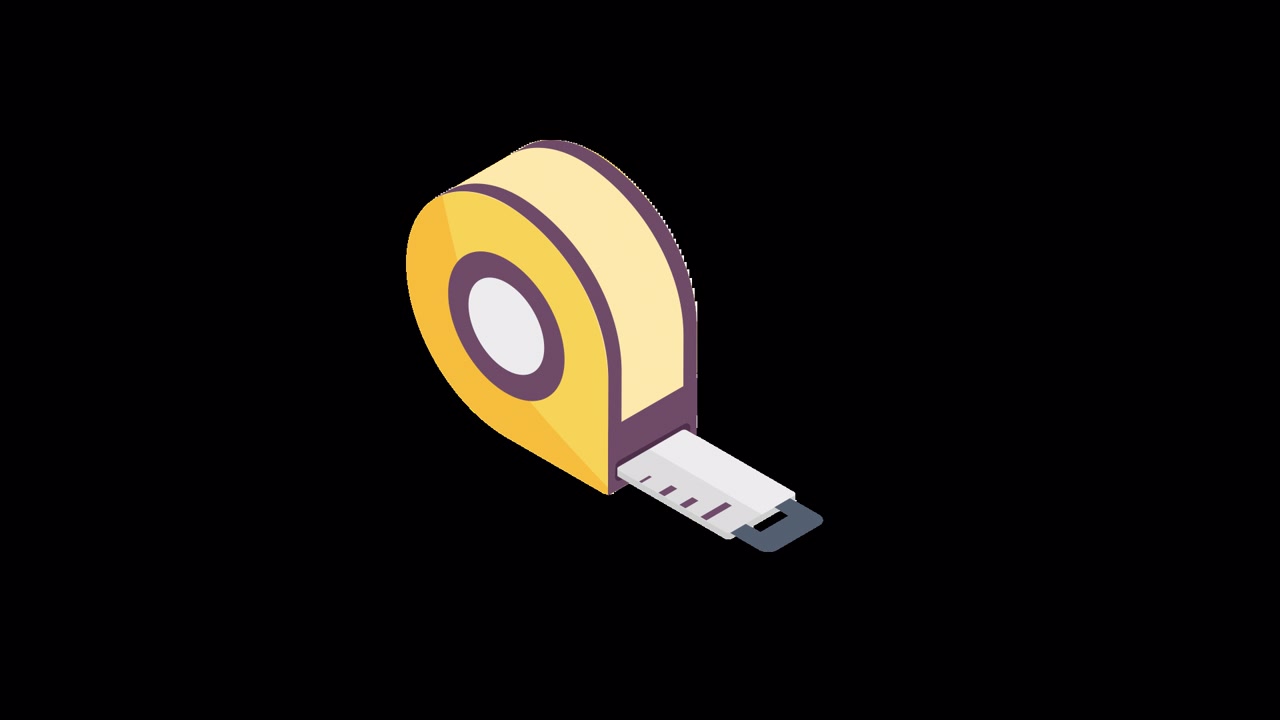 Animated Isometric Tape Measure Extending and Retracting