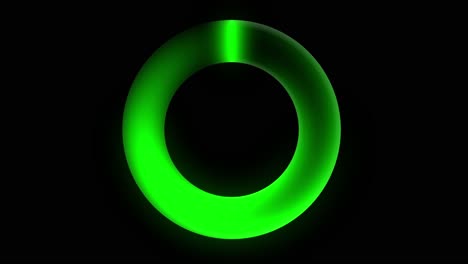 seamless loop spinning glowing green circle on black background