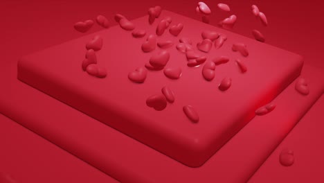 red glamor falling polygonal hearts. valentines day. event background. 3d rendering loopable animation 4k