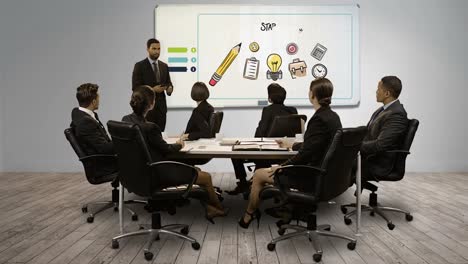 Businessman-giving-a-presentation-on-digital-screen