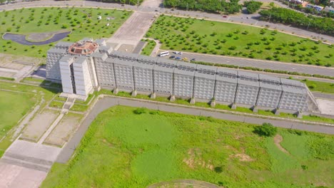 aerial view of columbus lighthouse in santo domingo este, dominican republic - drone shot