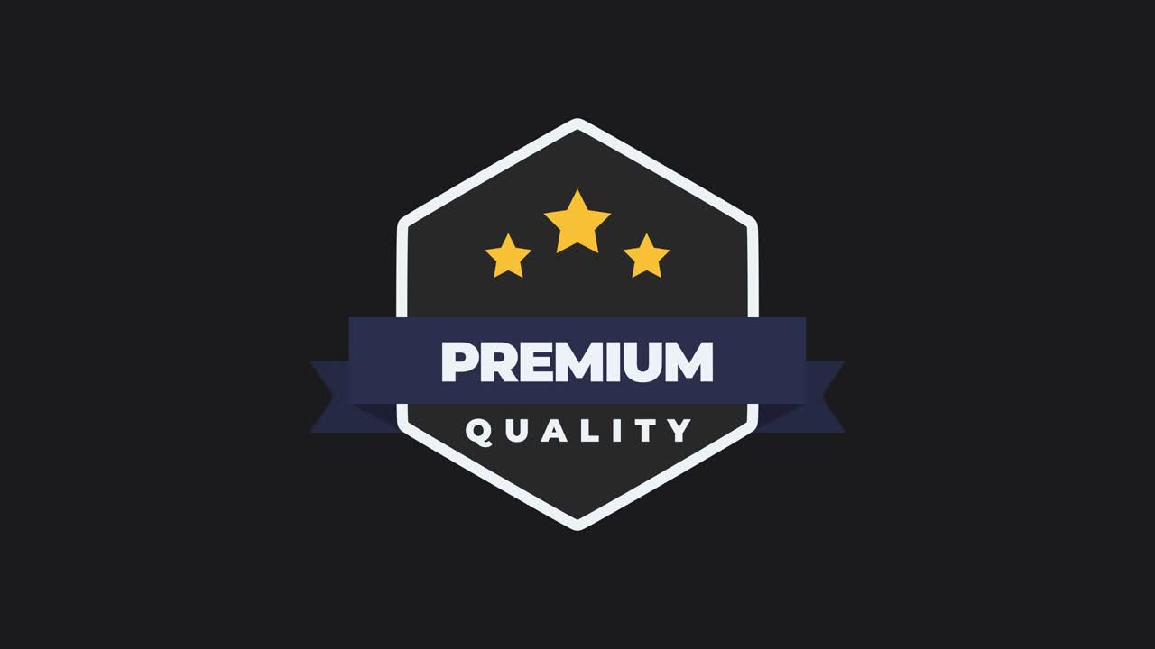 Animazione del simbolo di qualità premium. Promozione vendite, pubblicità, marketing, sito web. ProRes 4444 (con canale alfa trasparente)