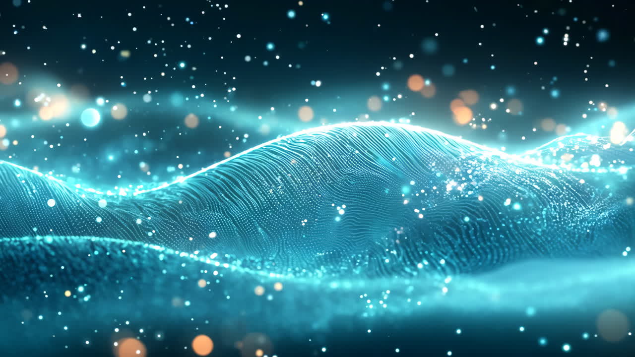 A blue wave with a lot of sparkles in it. The sparkles are scattered all over the wave, giving it a dreamy and ethereal feel