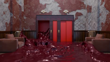 sala del ascensor inundada de sangre