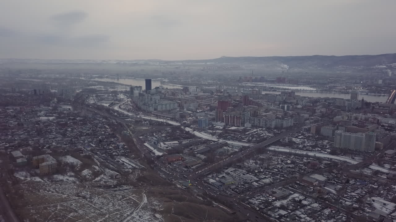 겨울 에 도시 의 공중 사진