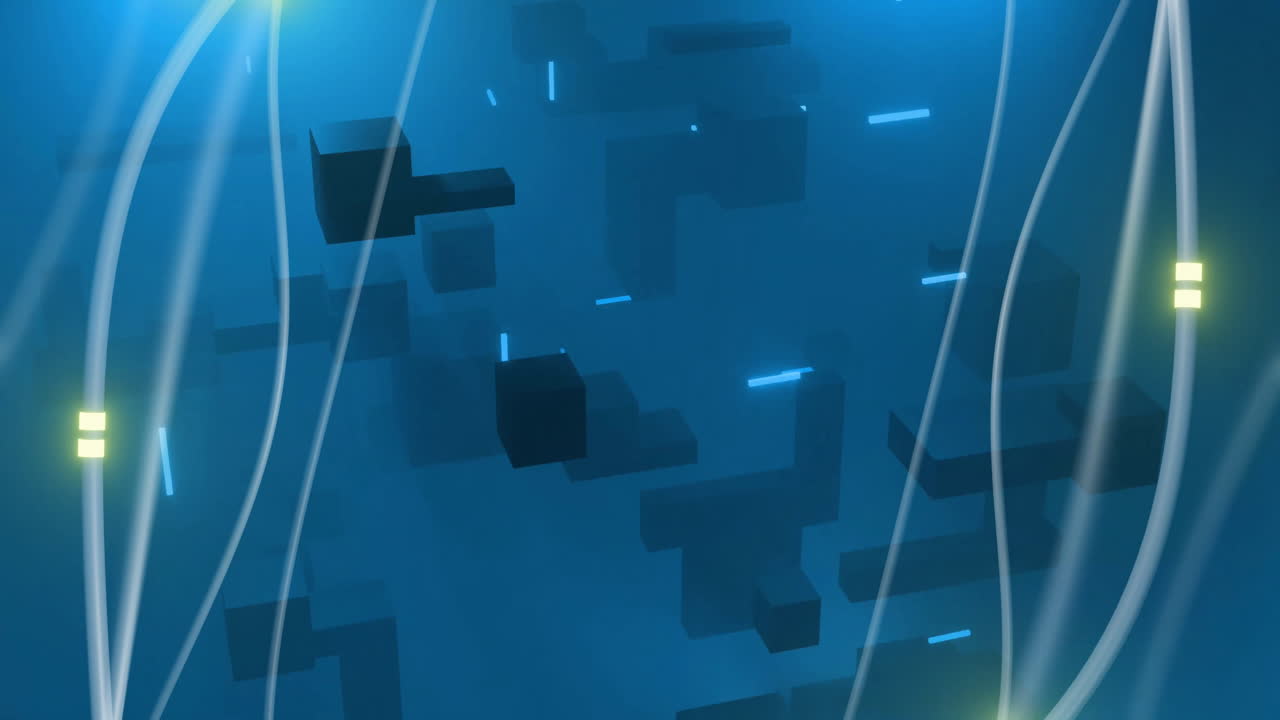 animación del procesamiento de datos digitales y red de conexiones brillantes