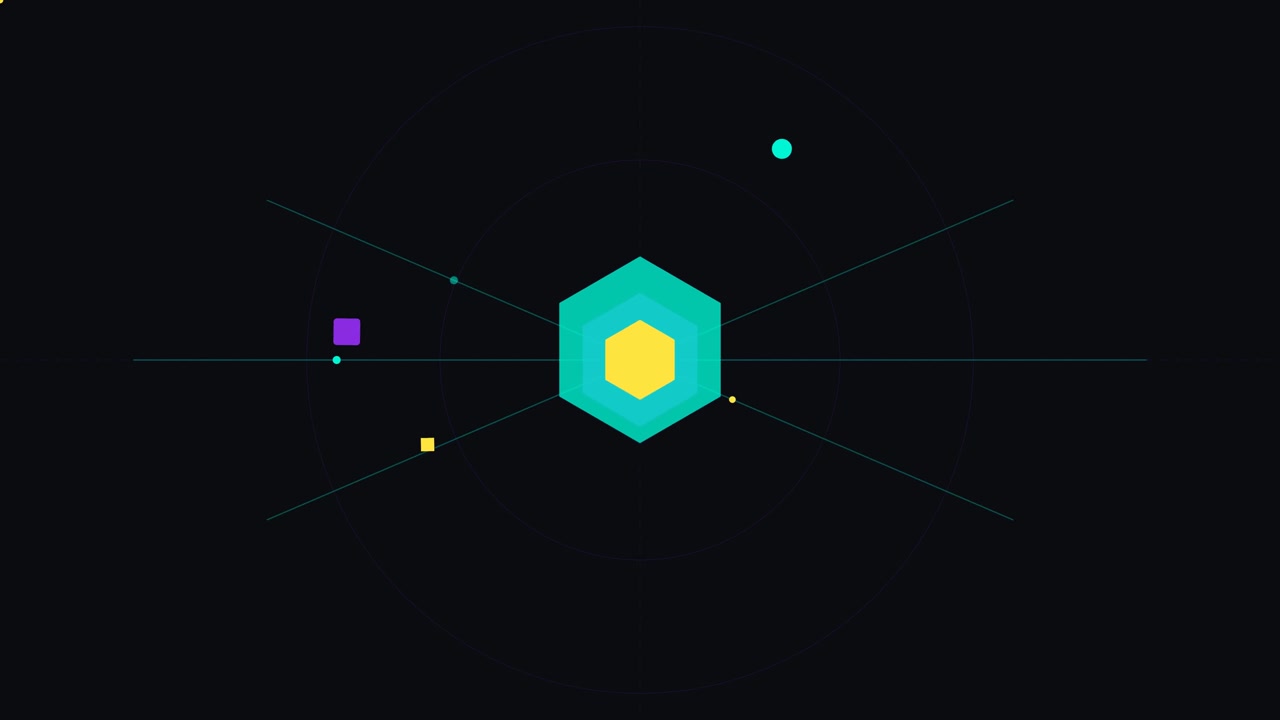 Abstract Motion Graphics Featuring Rotating Geometric Shapes and Orbiting Elements