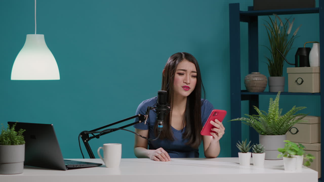 POV of content creator reading comments on camera