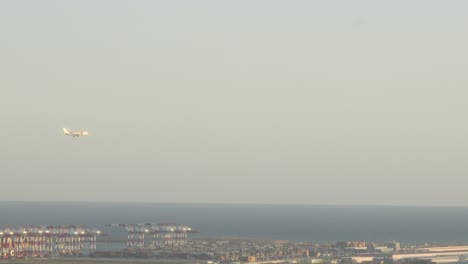 plane close to landing in barcelona spain