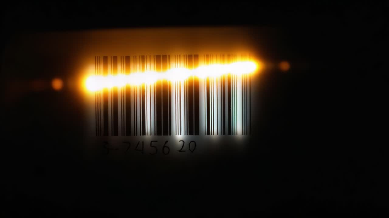 An Abstract Representation of a Barcode with Dramatic Lighting Effects Highlighting Different Aspects of the Code, Merging Technology with Artful Visuals in a Unique Composition