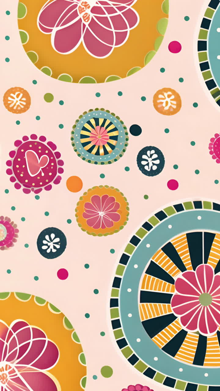 Painting abstract patterns, artist creating colorful designs on large canvas