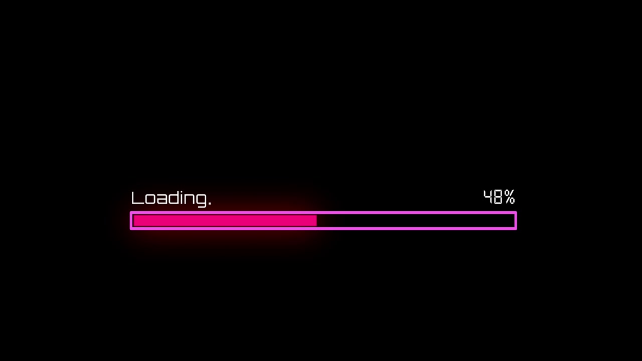 Pink Loading Progress Bar Animation on Black Background