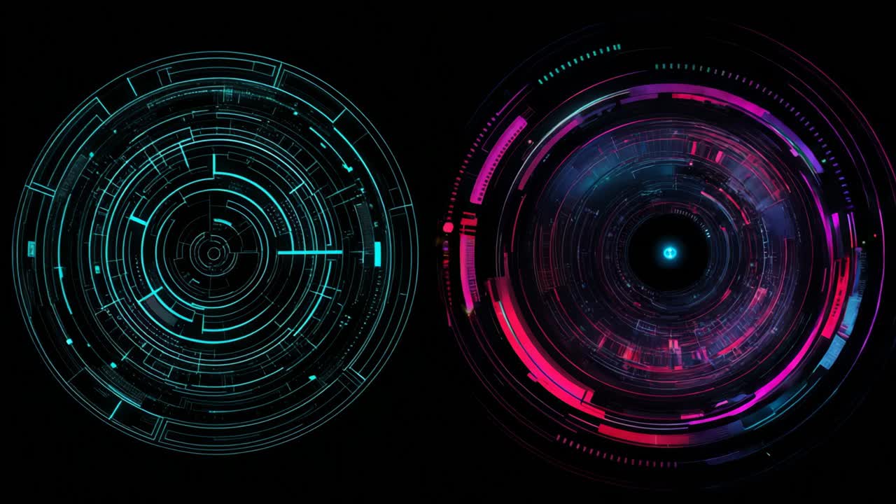 Abstract Futuristic Neon Circles