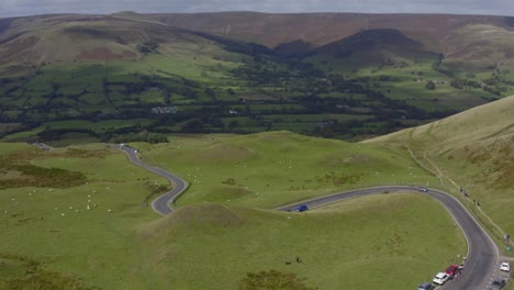 drone shot pulling away from mam tor