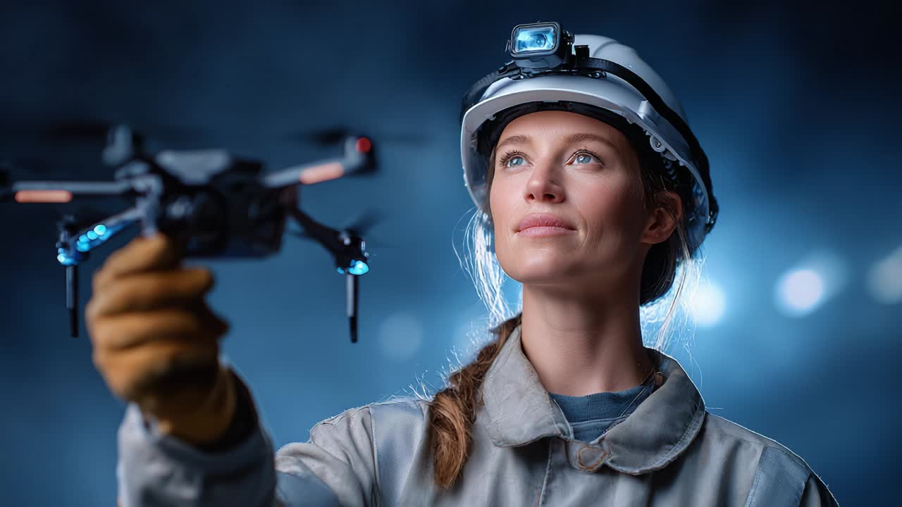 Mujer ingeniera con dron