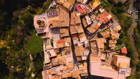 top down drone shot flying over tivoli, italy