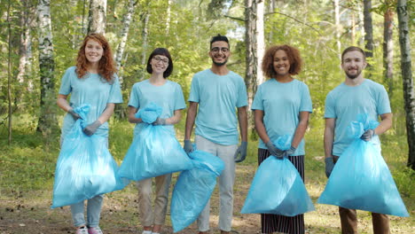 volunteers cleaning up a forest