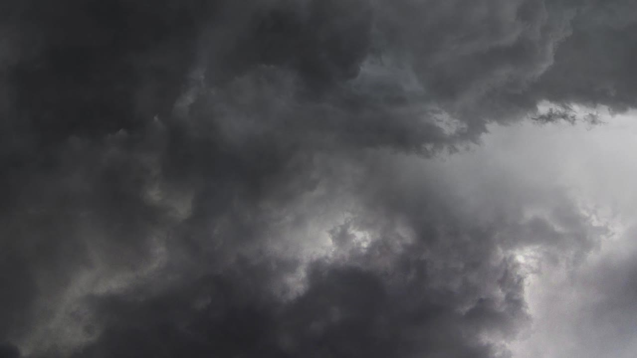 Stormy sky with supercell thunderstorm in dark clouds