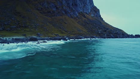 sea washing rocky coast in norway