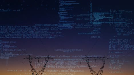 Animation-of-data-processing-over-landscape-with-electricity-pylons