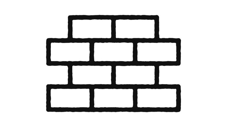 Brick & Mortar Icon Animation Footage & Alpha Channel