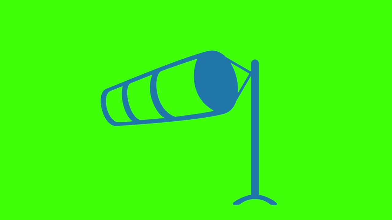 4k 녹색 화면에서 고립 된 강한 바람의 다채로운 간단한 애니메이션