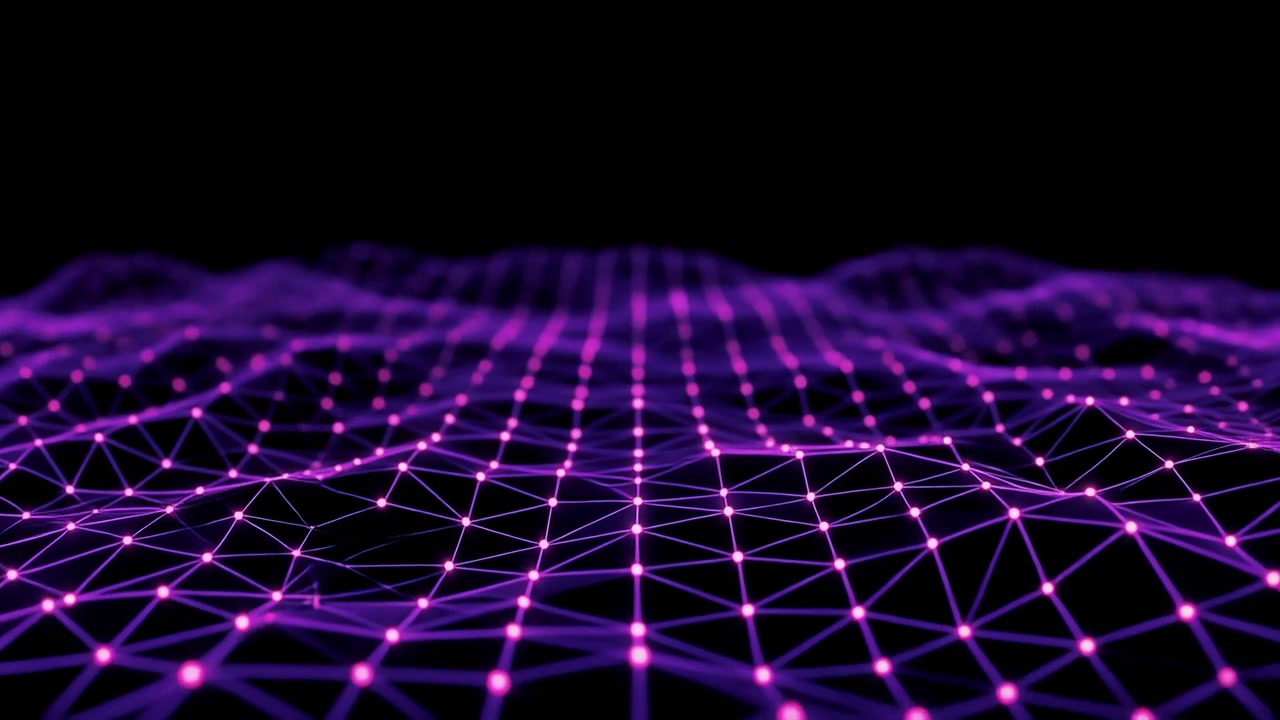 Abstract Purple Digital Network Grid Undulating