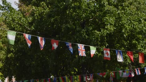 Tilting-Shot-of-Flag-Bunting-at-Gloucester-Green-Outdoor-Market-In-Oxford