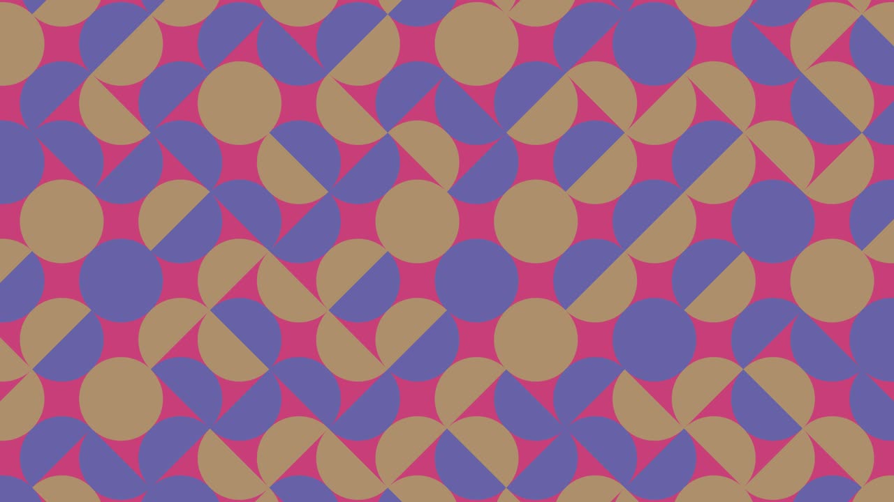 Geometric tiles in abstract animated pattern. Multicolor dynamic mosaic with very peri violet elements. Motion graphic background in a flat design