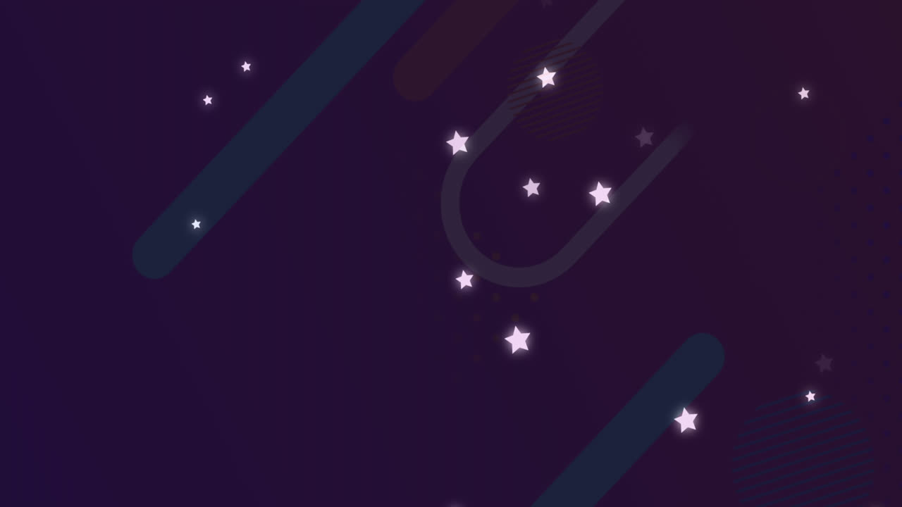 Useita tähtikuvakkeita abstraktien värikkäiden muotojen päällä violettia taustaa vasten, tilaa tekstille