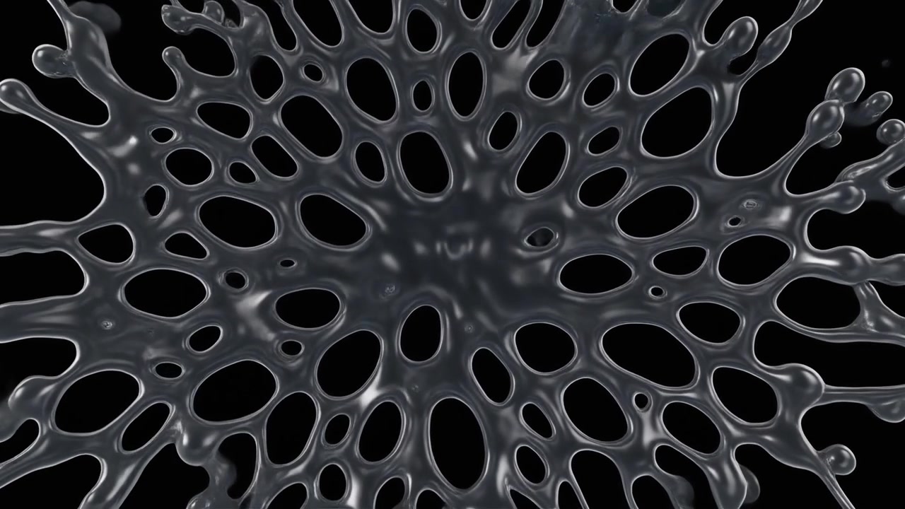 Abstract Liquid Metal Expanding and Forming a Web Pattern