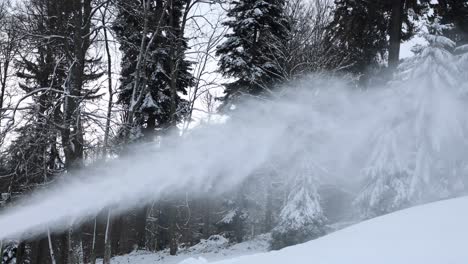 snow cannons cover the downhill ski slopes of zagreb's medvednica mountain