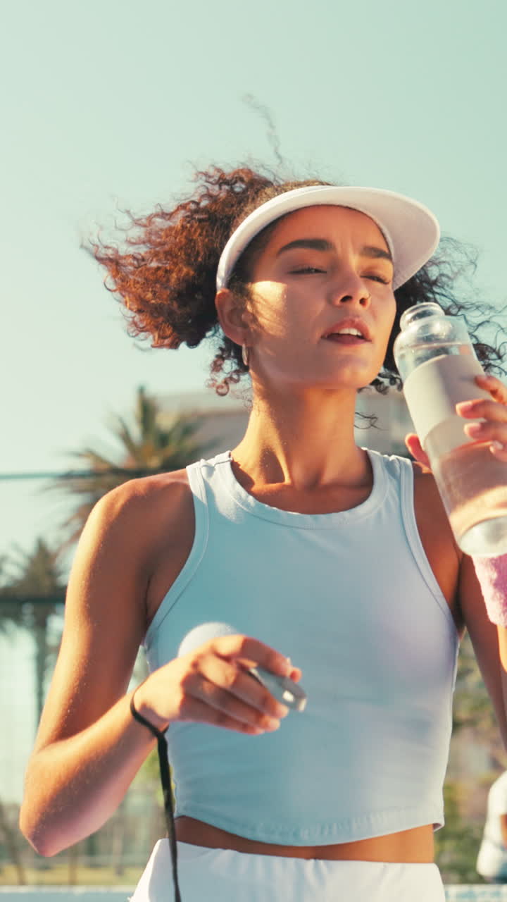 Tennis player hydrating