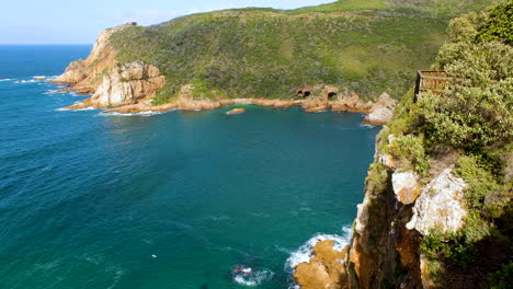 stunning vista from lookout point at the heads of rugged west head and sea caves