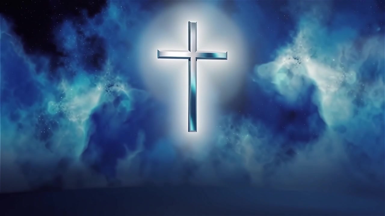 Croce Cristiana Luce Celestiale Sfondo per il Culto.