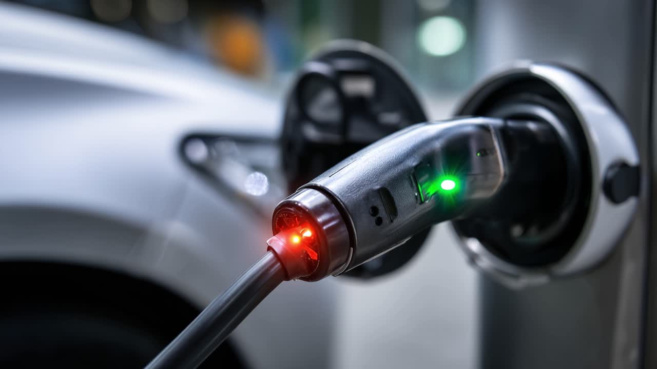 Electric Vehicle Charging with Blinking Indicator Light