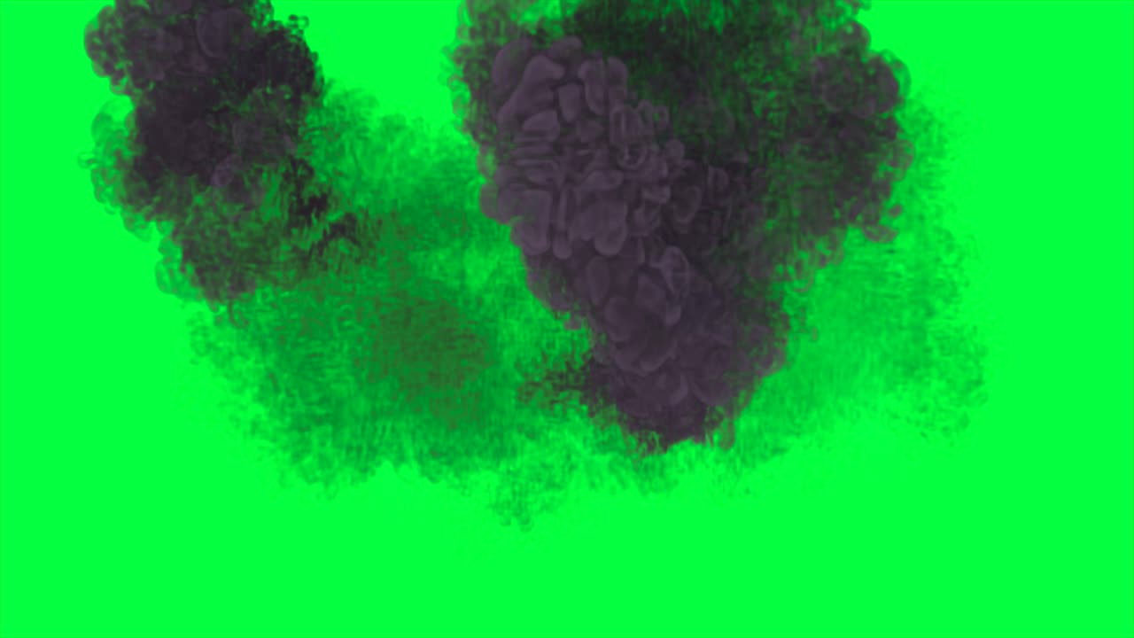 Purple ink dissolving in green screen background
