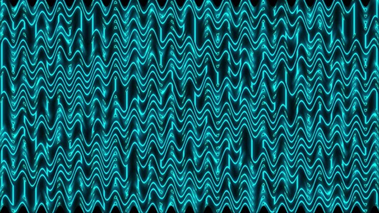 Seamless Loop of Moving Blue Neon Wavy Lines