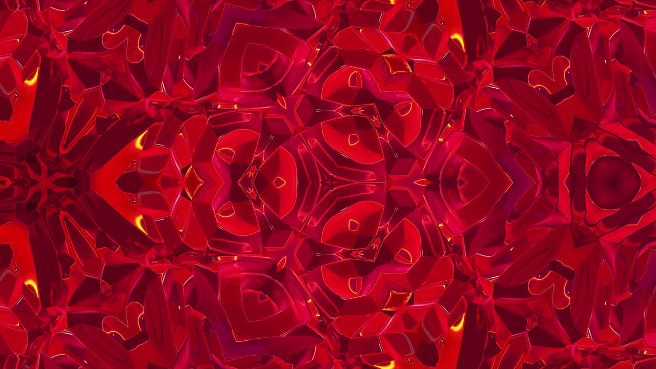 3d 추상적인 루프 bg와 같은 파란색 대칭 패턴, 파도와 함께 칼레도스코프 구조, 아름다운 그라디언트 색상과 함께 빨간 액체 유리, 4k 트렌디한 다채로운 액체 애니메이션