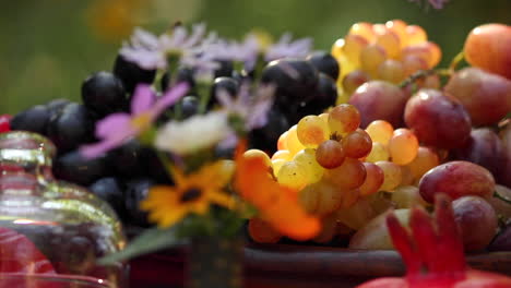 close up view of assorted fresh ripe grapes in bowl