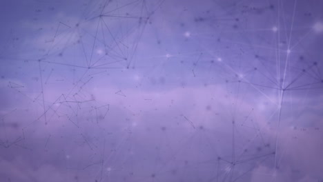 animación de la red de conexiones con luz brillante sobre fondo púrpura