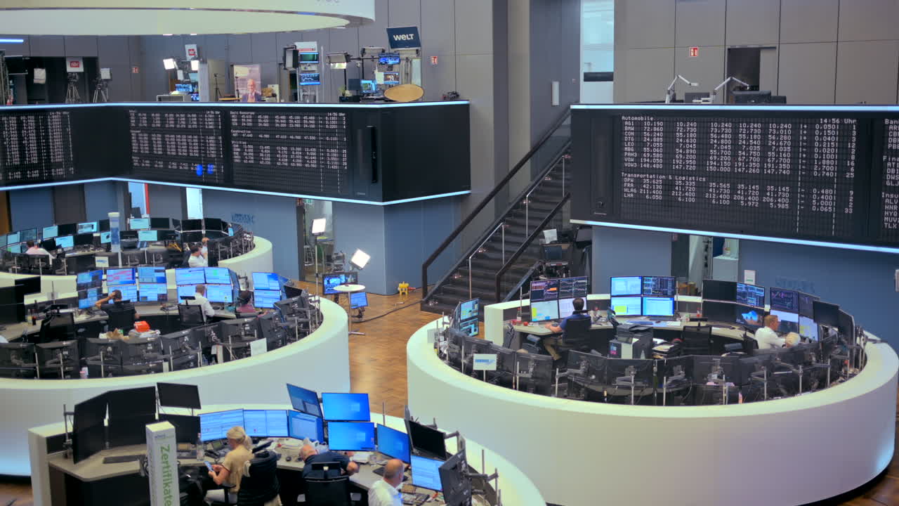 Frankfurt, Germany - November 13, 2022: People working at the Deutsche Borse AG