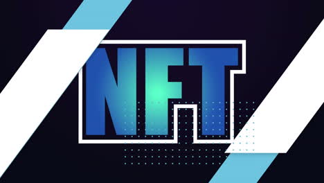 animación de nft sobre rayas azules y fondo negro