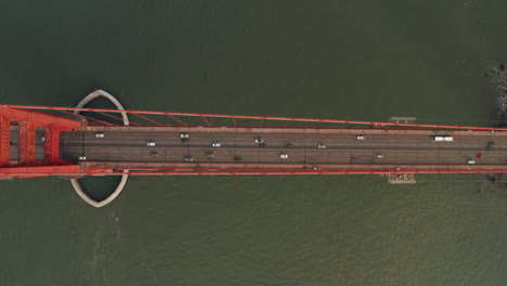 Top-down-slider-aerial-shot-of-Golden-Gate-bridge-San-Francisco