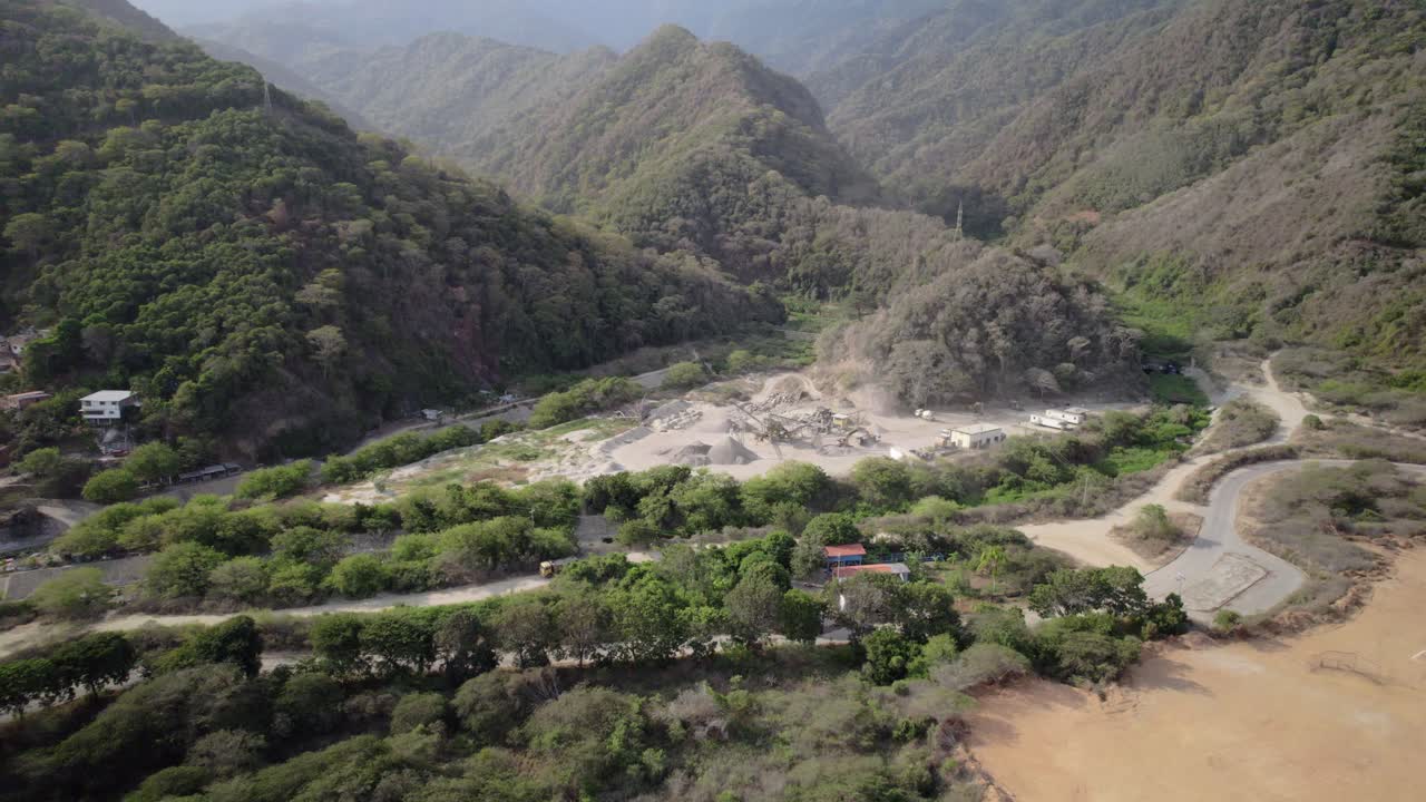 A cement plant in camuri grande, la guaira, showing limestone and clay extraction, aerial view